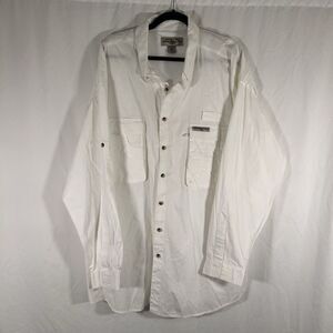 Hook & Tackle Fishing Shirt Men's 2Xl White Button Up Long Sleeve 100% Cotton